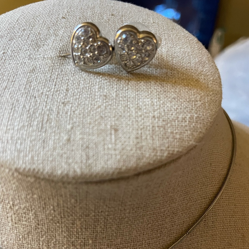 Pierre Balmain dainty rhodium plated Swarovski crystal earrings